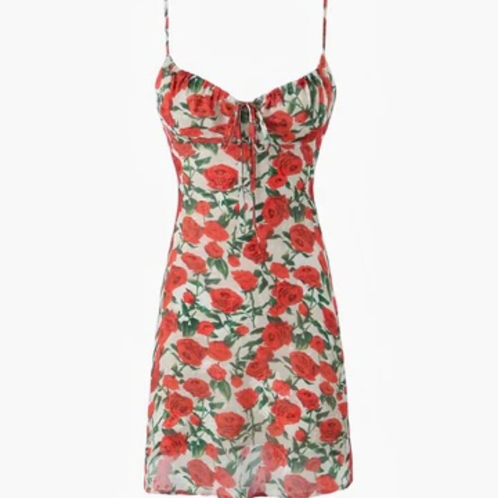 Bulgaria Roses Floral Backless Mini Dress - Picture 2 of 4